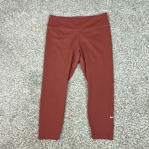 Nike Pants Womens L Red Dri-FIT Ankle Leggings Running Yoga Gym Workout Sport